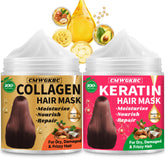 CMWGKBC collagen hair mask bottle delivering moisture for dry, damaged hair.