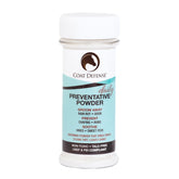 COAT DEFENSE Daily Powder bottle pour demonstrates easy application and odor control.