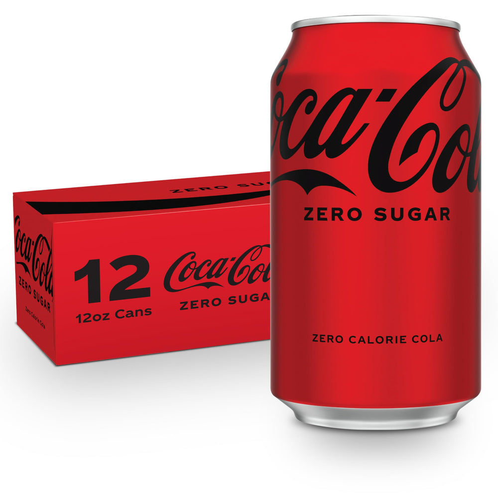 Coca-Cola Zero 12oz pack front view highlighting zero sugar taste for meals.