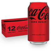Coca-Cola Zero 12oz pack front view highlighting zero sugar taste for meals.