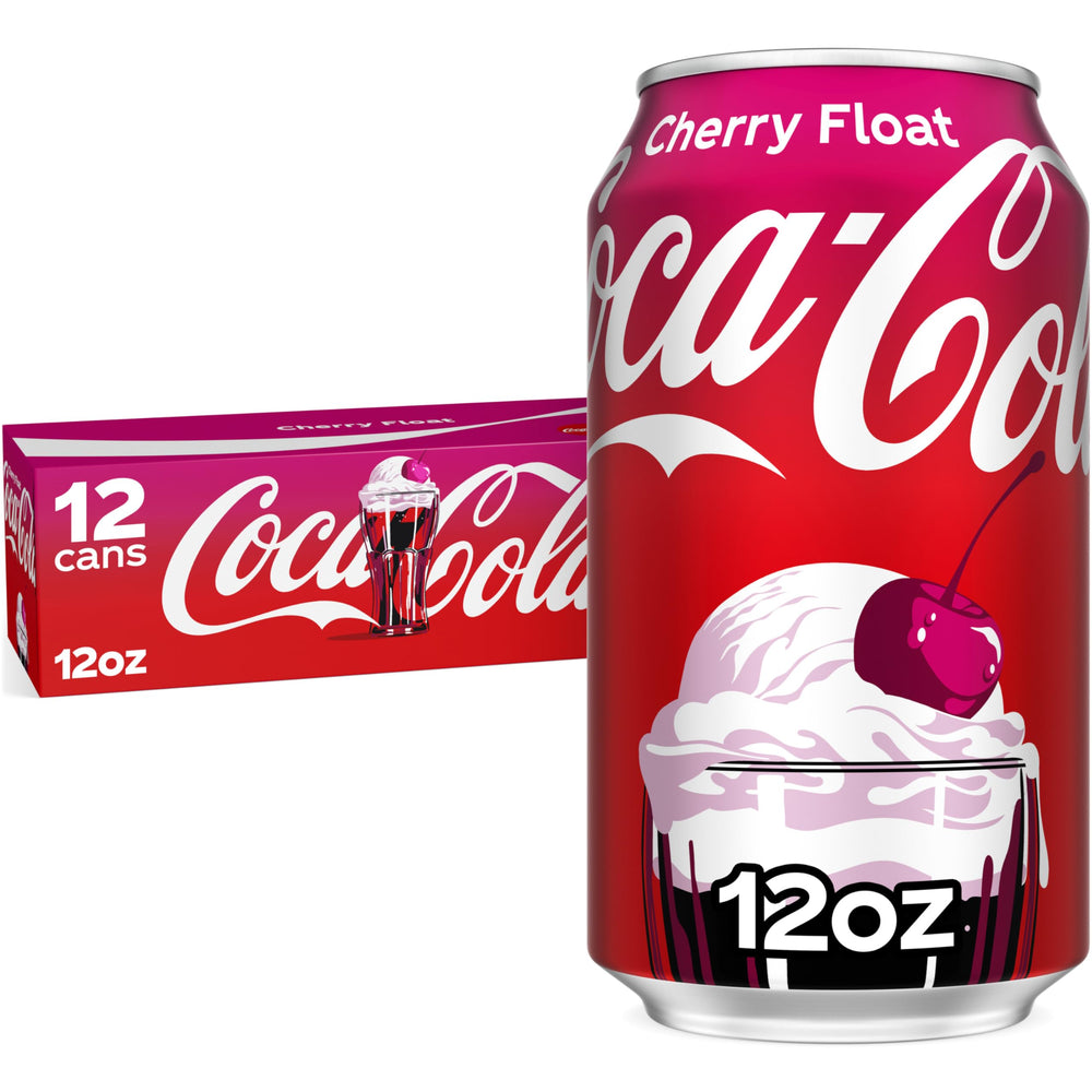 Coca-Cola Zero Cherry Float can displaying bold cherry and vanilla flavor in a refreshing 12 oz can