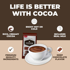 Steaming Cocoa Classics cup with rich, creamy cocoa aroma