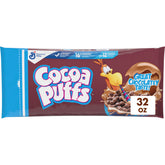 Cocoa Puffs bowl with milk, a chocolatey breakfast delight.
