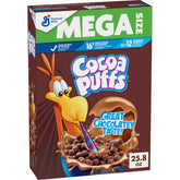 Cocoa Puffs chocolatey breakfast cereal in a bowl with milk, a quick family favorite.