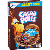 Cocoa Puffs giant-size box 25.8 oz for family breakfasts.