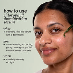Cocokind Chlorophyll Discoloration Serum swatch showing improved tone over time