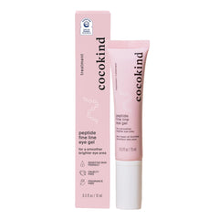 Cocokind Peptide Eye Gel tube close-up showing smooth hydration for delicate eye skin