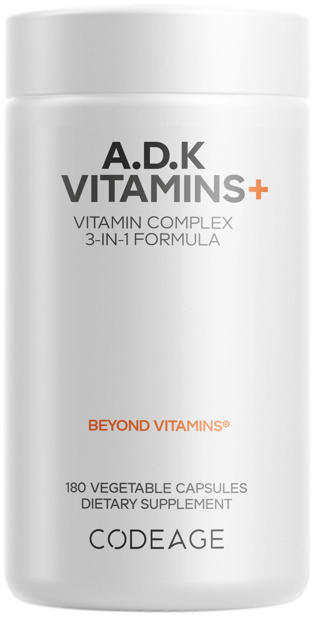 Codeage ADK vitamins bottle front view for daily wellness.
