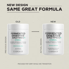 Codeage Fermented Digestive Enzymes label states 14 enzymes for a comprehensive enzyme blend.