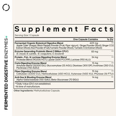 Codeage Fermented Digestive Enzymes capsule close-up shows vegan capsules for daily enzyme support.