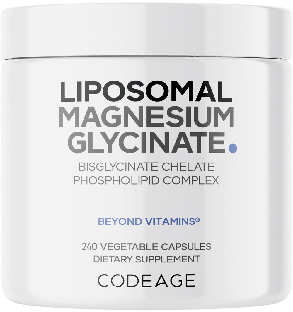 Codeage Liposomal Magnesium Glycinate bottle showing a 2-month supply for daily balance