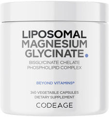 Codeage Liposomal Magnesium Glycinate bottle showing a 2-month supply for daily balance