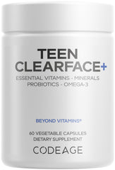 Codeage Teen Clearface bottle front showing teen skin vitamin blend for clearer skin