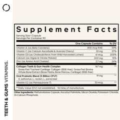 Codeage Teeth & Gums capsules closeup highlights calcium citrate malate and algae calcium.