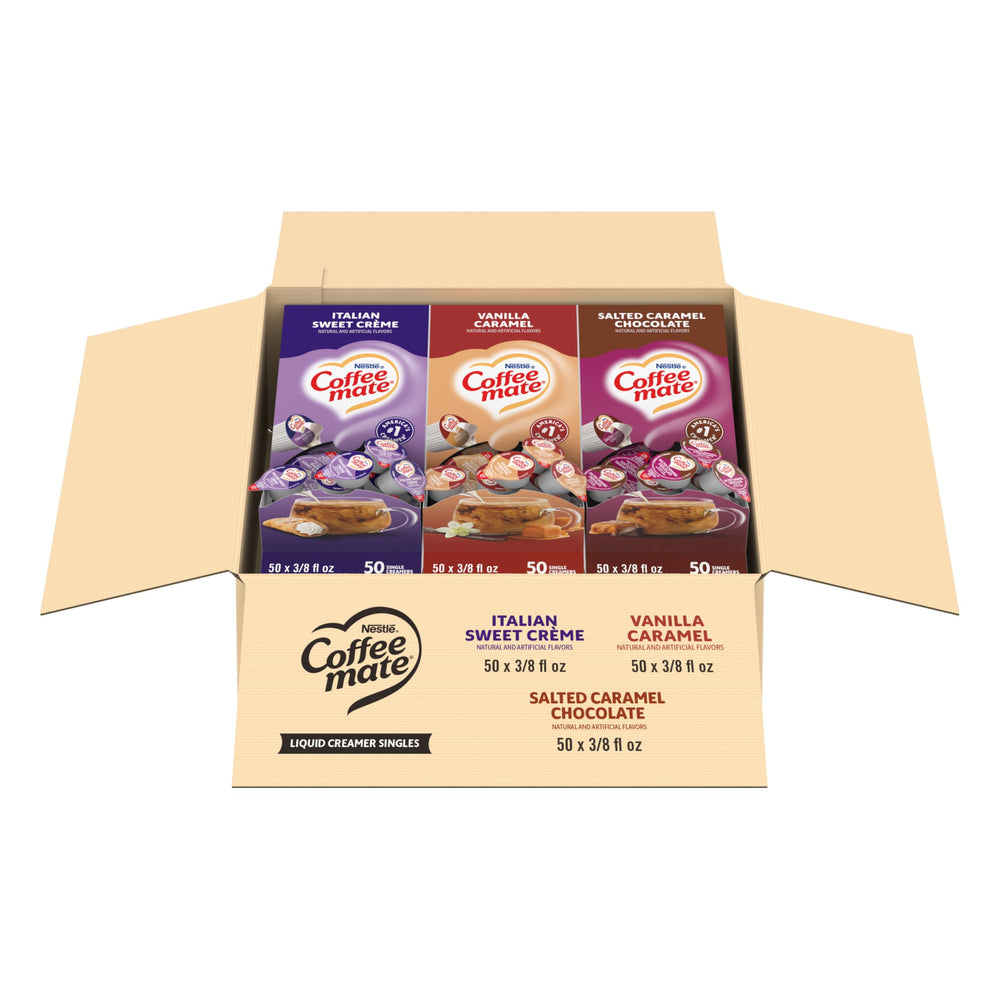 Coffee mate Italian Sweet Creme creamer singles pour enriches coffee with gelato-inspired flavor
