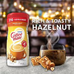 Coffee-mate Hazelnut Powdered Creamer in coffee cup for creamy aroma