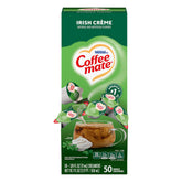 Coffee Mate Irish Crème box with 50 single-serve flavor boosters.