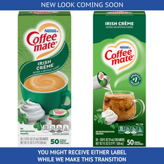 Coffee Mate Irish Crème being poured into hot coffee for creaminess.