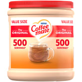 Coffee Mate Original powdered creamer canister on shelf for convenient daily coffee.