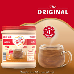 Close-up of Coffee Mate Original label highlighting gluten-free and lactose-free.