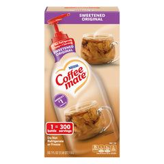 Coffee Mate Sweetened Original pump bottle – smooth non-dairy creamer for coffee.