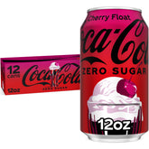 Coca-Cola Zero Sugar Cherry Float can front highlighting zero sugar option.