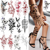 COKTAK 12-sheets butterfly and floral tattoos for skin art, vibrant and realistic
