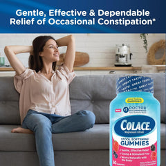 Gluten-free Colace gummies label signals allergen-friendly option