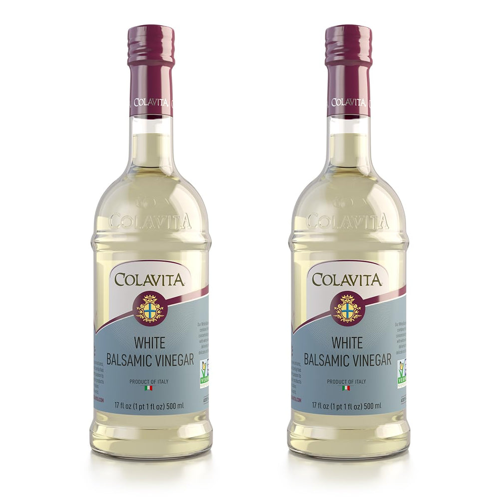 Colavita White Balsamic Vinegar two-bottle pack for versatile dressings and glazes.