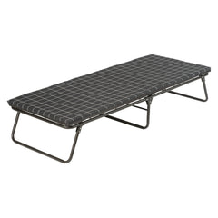 Coleman ComfortSmart cot with mattress pad offers elevated camping comfort.