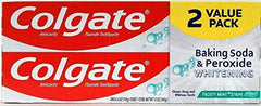 Colgate baking soda and peroxide whitening toothpaste with frosty mint stripe for brighter teeth and fresh breath.