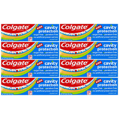 Colgate Kids toothpaste tube with bubble fruit flavor packaging highlighting cavity protection.