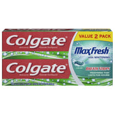 Colgate Max Fresh toothpaste with mini breath strips in Clean Mint for lasting freshness