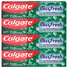 Colgate MaxFresh clean mint tubes pack offers daily benefits and fresh breath.