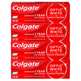 Colgate Optic White Stain Fighter 4-pack tubes offers whitening and enamel protection