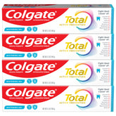 Colgate Total Active Prevention whitening gel toothpaste 4-pack tubes for daily brushing.