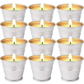 Collabell citronella outdoor candles 12-pack enhances patio ambiance with natural aroma.