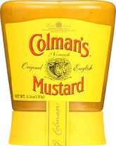 Colman's Original English Squeezy Mustard bottle front, ready to brighten sandwiches.