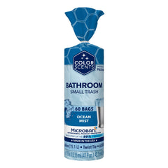 Color Scents Ocean Mist 4-gallon trash bags with a fresh scent for lightweight waste.