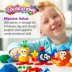 Colorations BuildMe dough-clay compatible pieces showcase versatile use with molding clay or playdough.