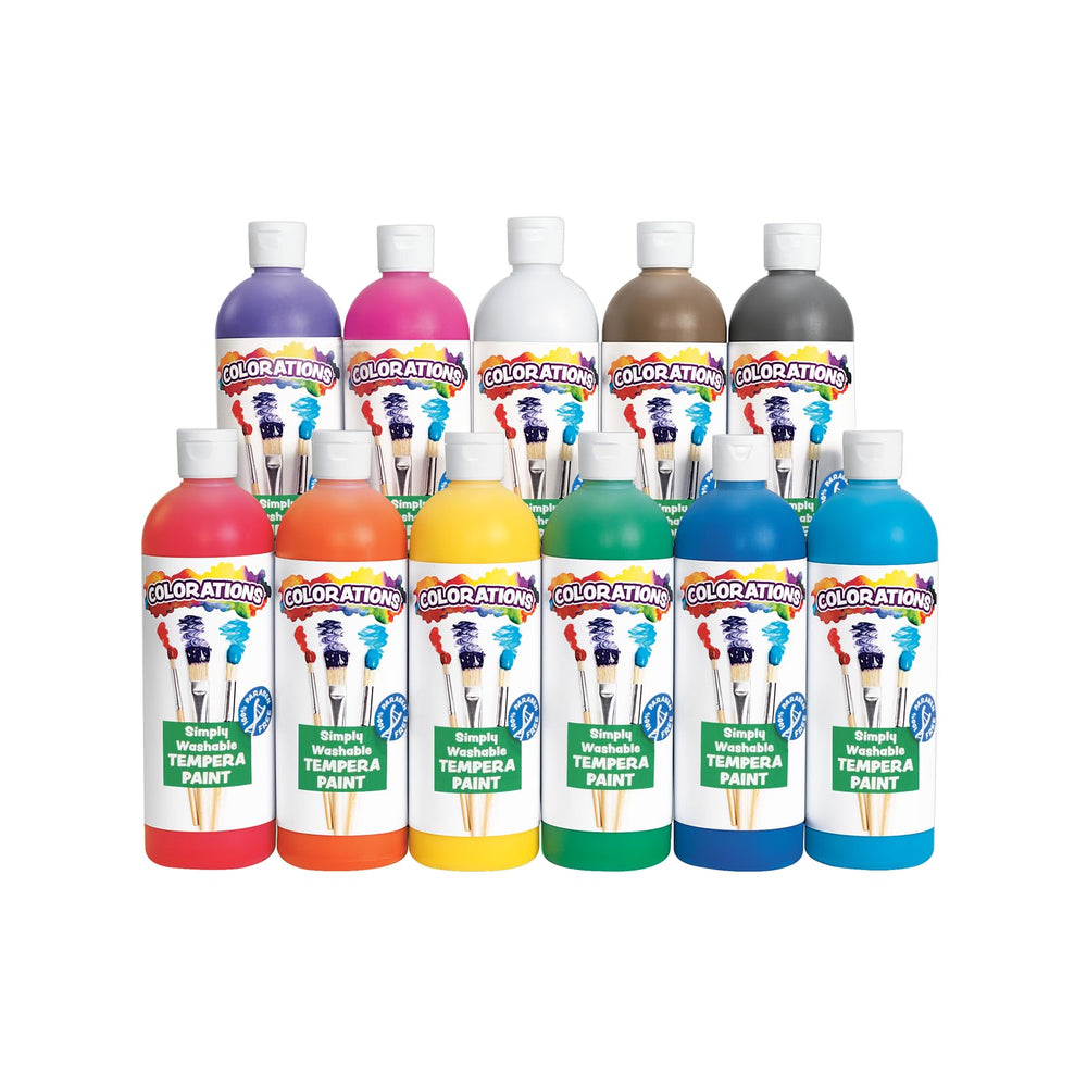 Colorations SWT16 Simply Washable Tempera paints on paper for kids' art