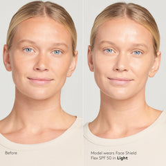 Colorescience Total Protection Face Shield Flex finger-blend demonstrates demi-matte finish