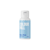 Colour Mill Baby Blue oil-based color bottle for vibrant cake coloring and even tones.