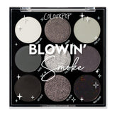 ColourPop Blowin' Smoke palette front view with grayscale tones for smoky looks.
