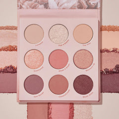 ColourPop Blush Crush swatches show pinks and golds with soft, blendable texture.