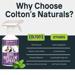 Colton's Naturals deterrent on decks and patios reduces bird perching naturally.
