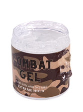 Combat Gel extreme hold bottle demonstrates unscented formula for versatile styling.
