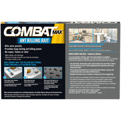 Combat Max bait closeup shows quick-acting formula for rapid ant suppression.
