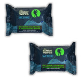 Combat Wipes Active pack front with resealable lid for easy on-the-go cleansing.