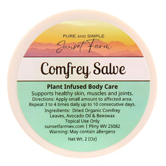 Comfrey Salve jar front view for natural skin nourishment after activity.